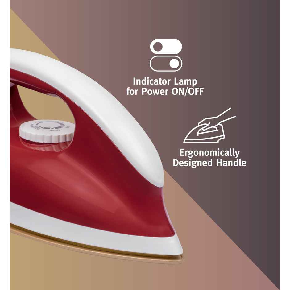 Usha Dry Iron Goliath (1200W, 1.80Kg Heavy Weight , 5 Fabric Settings, Red)