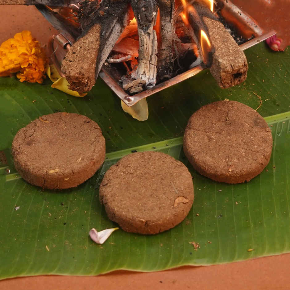 Cow Dung Cakes | Gobar Uple | For Hawan & Puja | Pack  of 12 | ServDharm