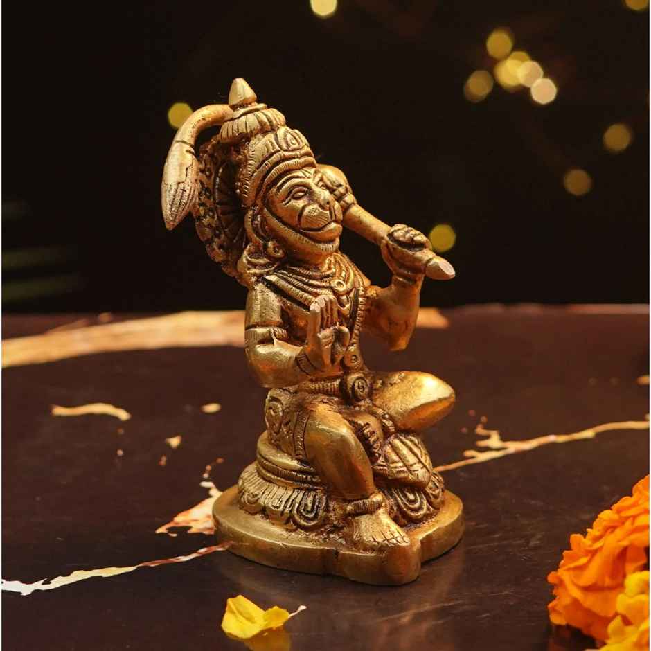 Servdharm Hanuman Ji Idol | Brass Figurine | Gifts For Divine Blessings | 4 Inch