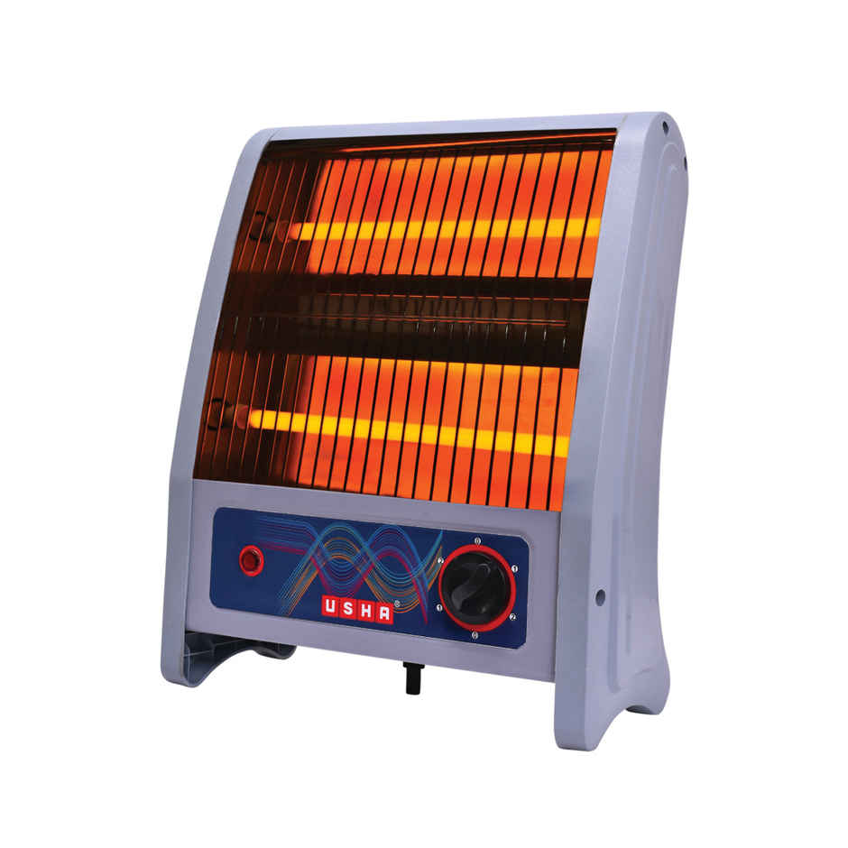 Usha 4302 Quartz 800W Room Heater, Dual Quartz Tube Heating Element, Sleek Design - Grey