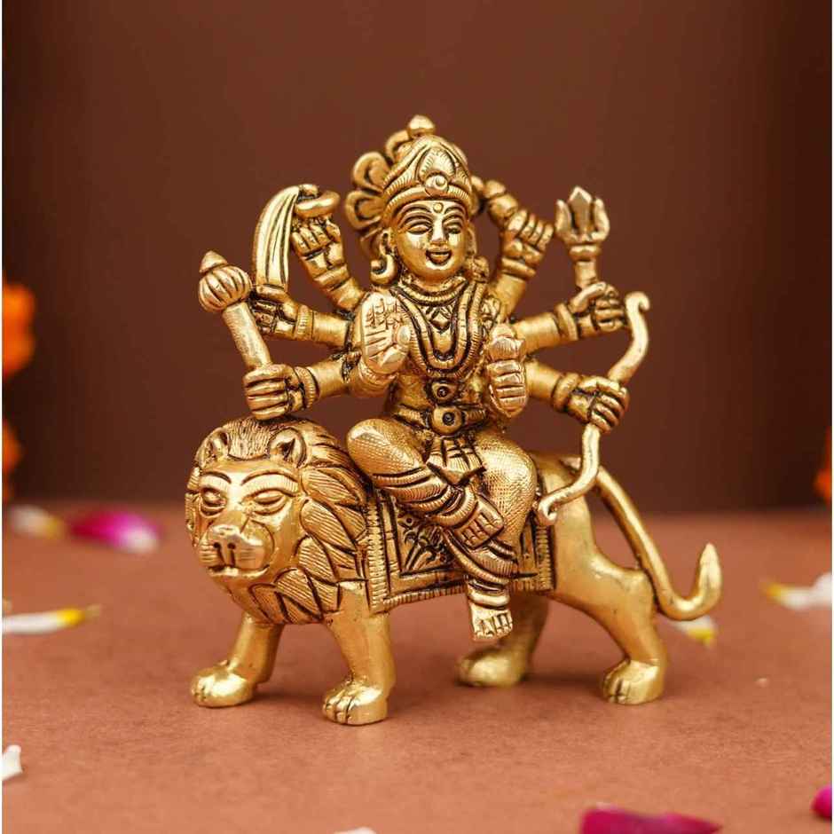 Sherawali Mata Brass Statue | 4 Inch | ServDharm