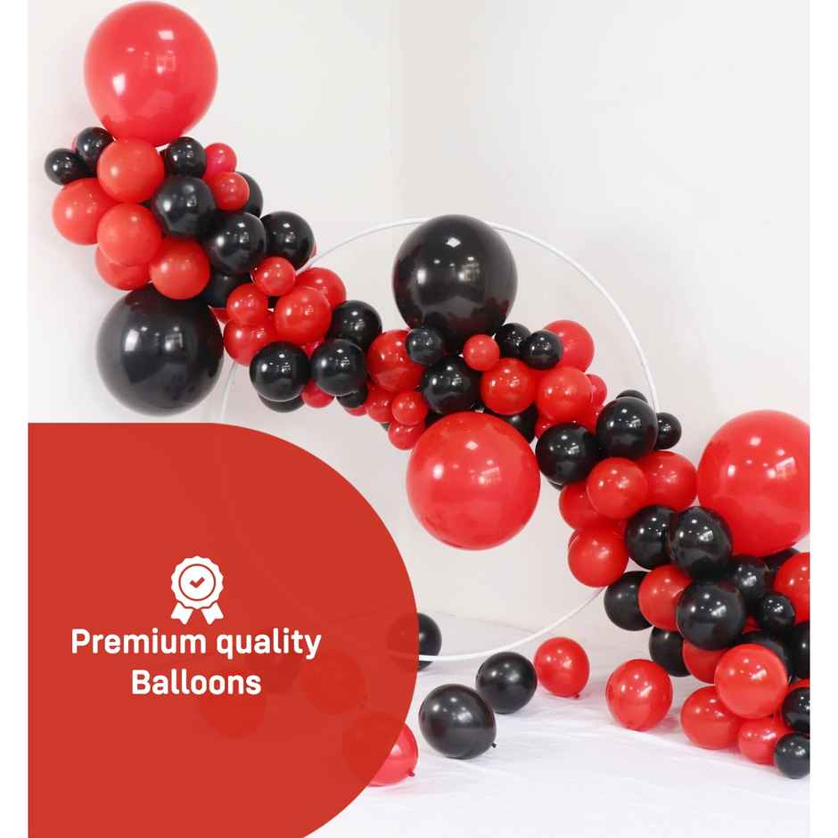 Party Propz Red And Black Metallic Balloons - Pack Of 50