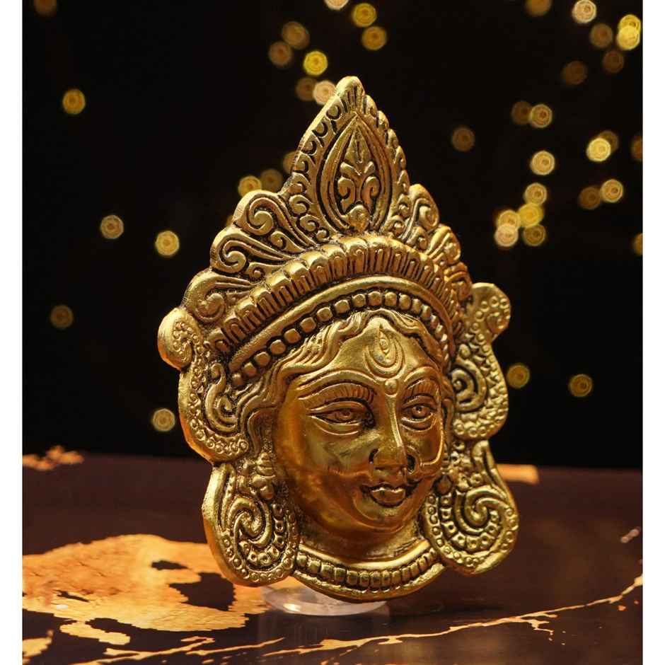 Maa Durga Face for Wall/Door Hanging | 6 inch | Metal Idol | Gold | ServDharm