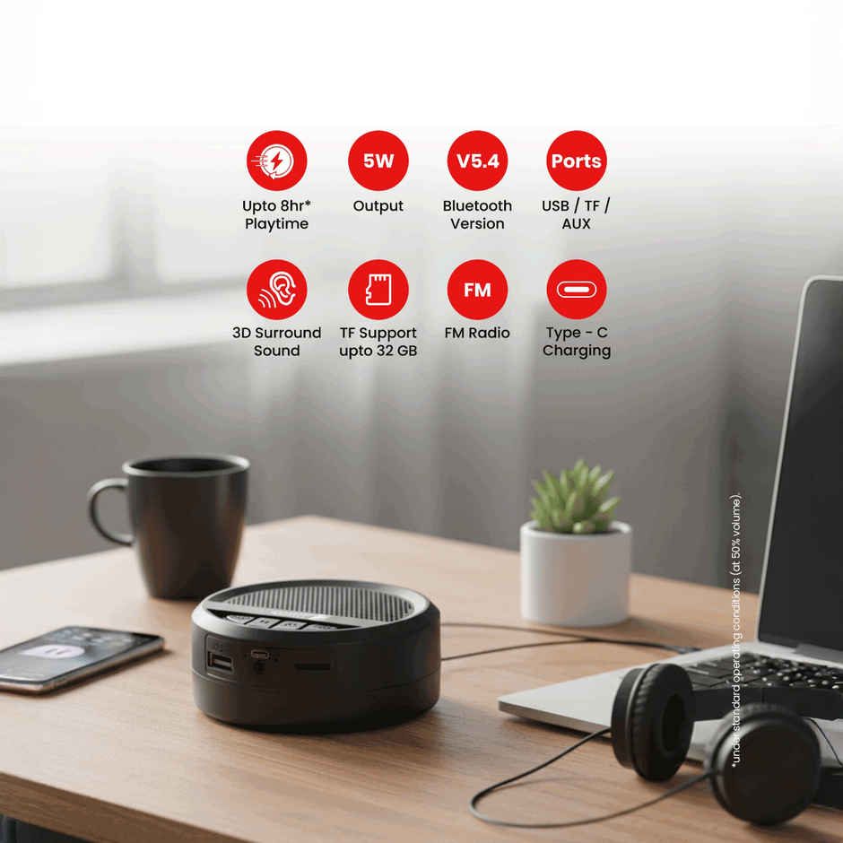 Swiss Military Ancha O | BT Speaker V5.4 | Upto 8 hrs | 5W | Portable Speaker