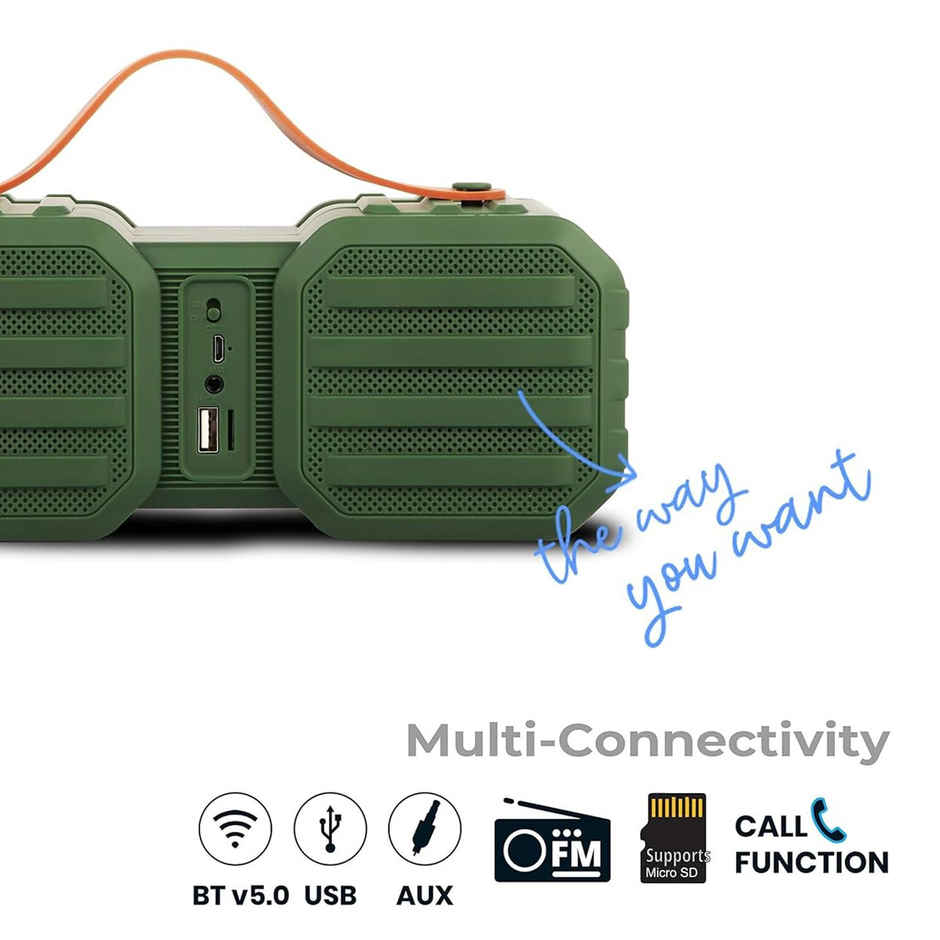 Zebronics Sound Feast 50, 14W BT Speaker, USB, MSD, FM, Call Function (Green)
