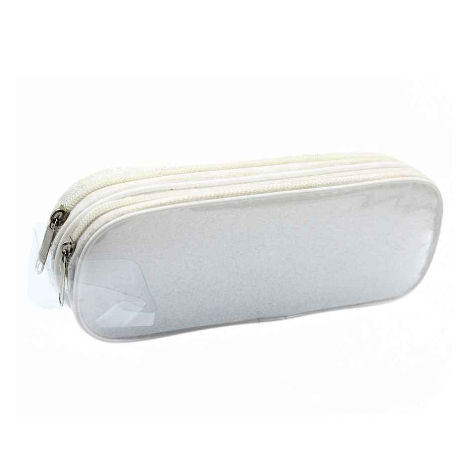 Double Zipper Transparent Stationery/Travel Pouch, Assorted Color, Large Size
