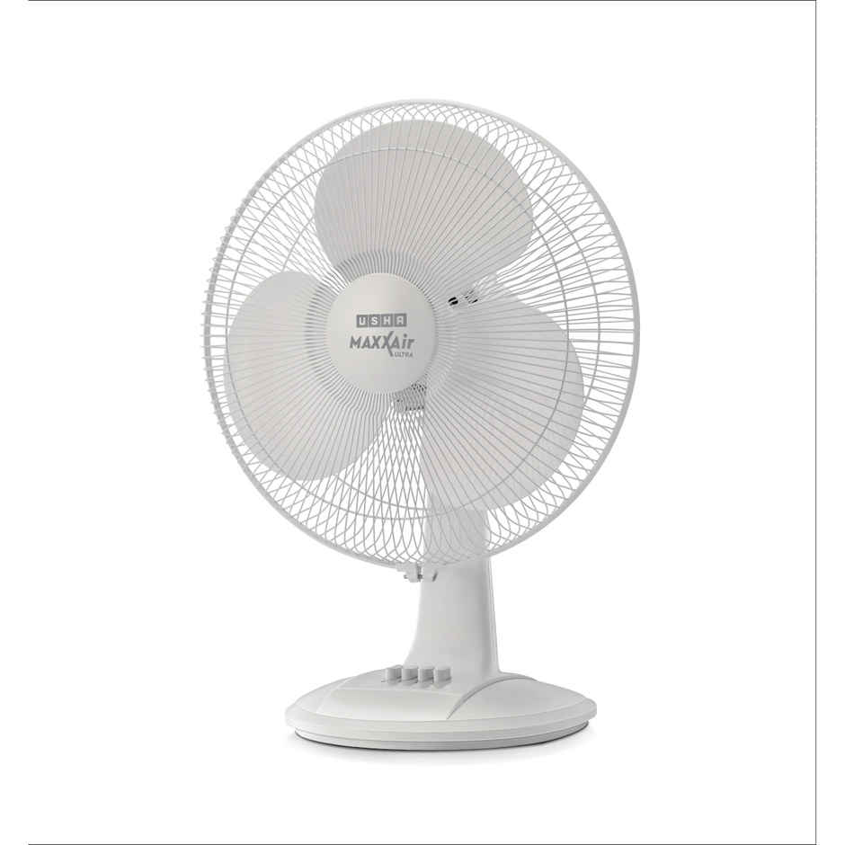 Usha Maxx Air Ultra Table Fan, 400mm, 1350 RPM, 3 Speed Settings, 100% Copper Motor, White