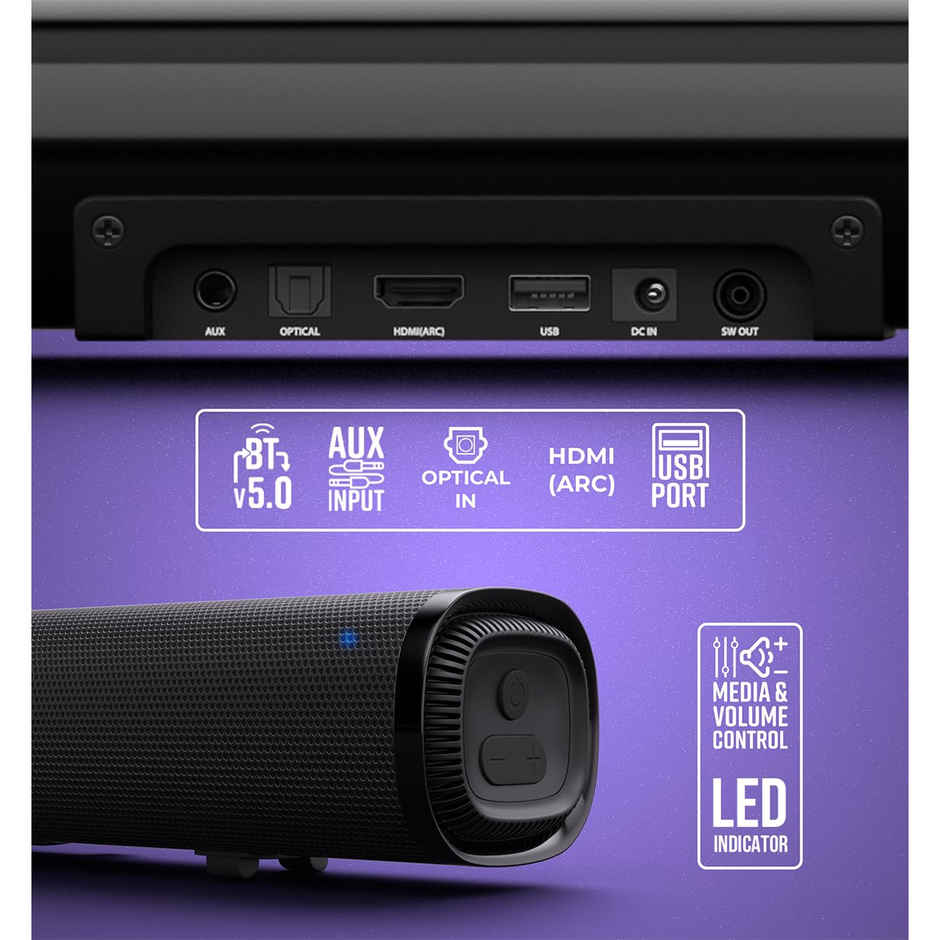 Zebronics Juke Bar 4101 110 W Bluetooth Soundbar Black 2.1 Channel