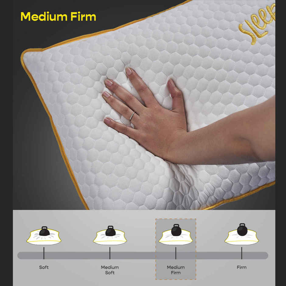 Sleepycat Bamboo Fabric Orthopaedic Memory Foam Pillow White (Standard Size, 25 x 16 Inches)