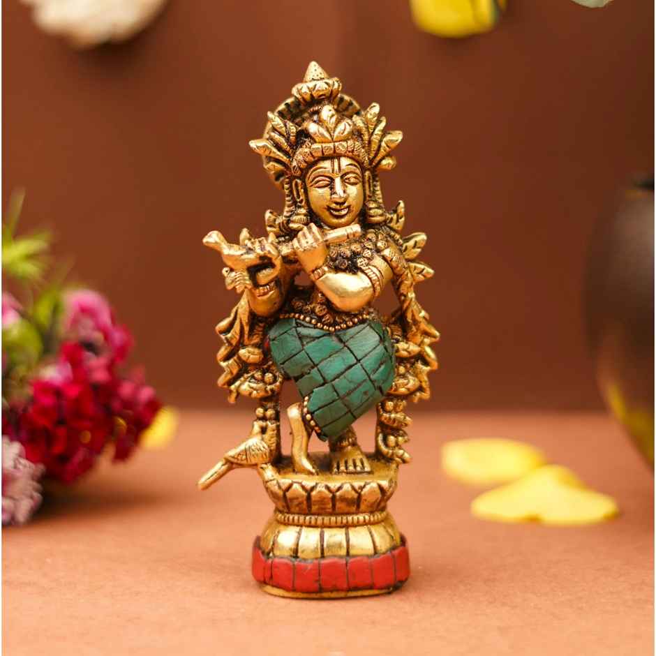 Serene Lord Krishna Statue Playing Flute | 5 Inch | ServDharm