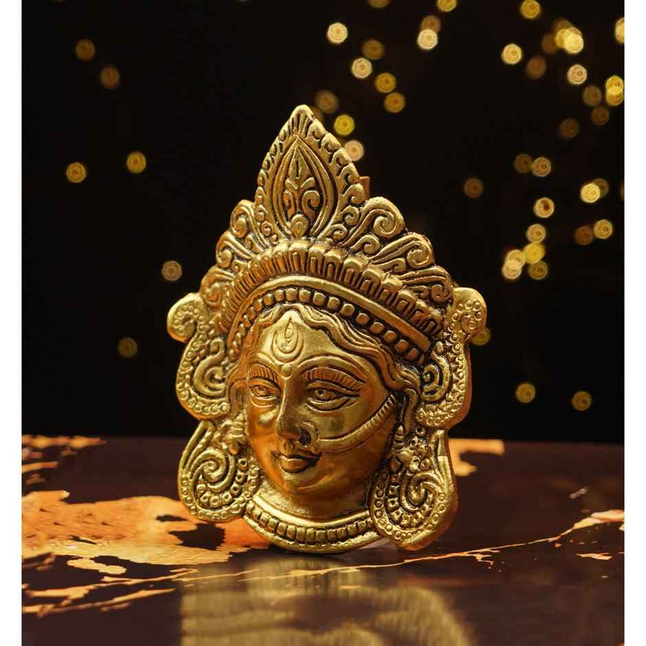 Maa Durga Face for Wall/Door Hanging | 6 inch | Metal Idol | Gold | ServDharm