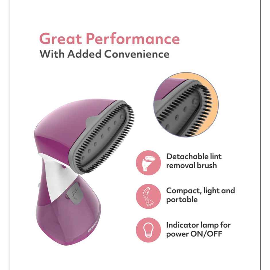 Usha Garment Steamer Techne 1000 (920W, Continious Steam Output Up To 21G/Min, 200Ml Tank, Purple)