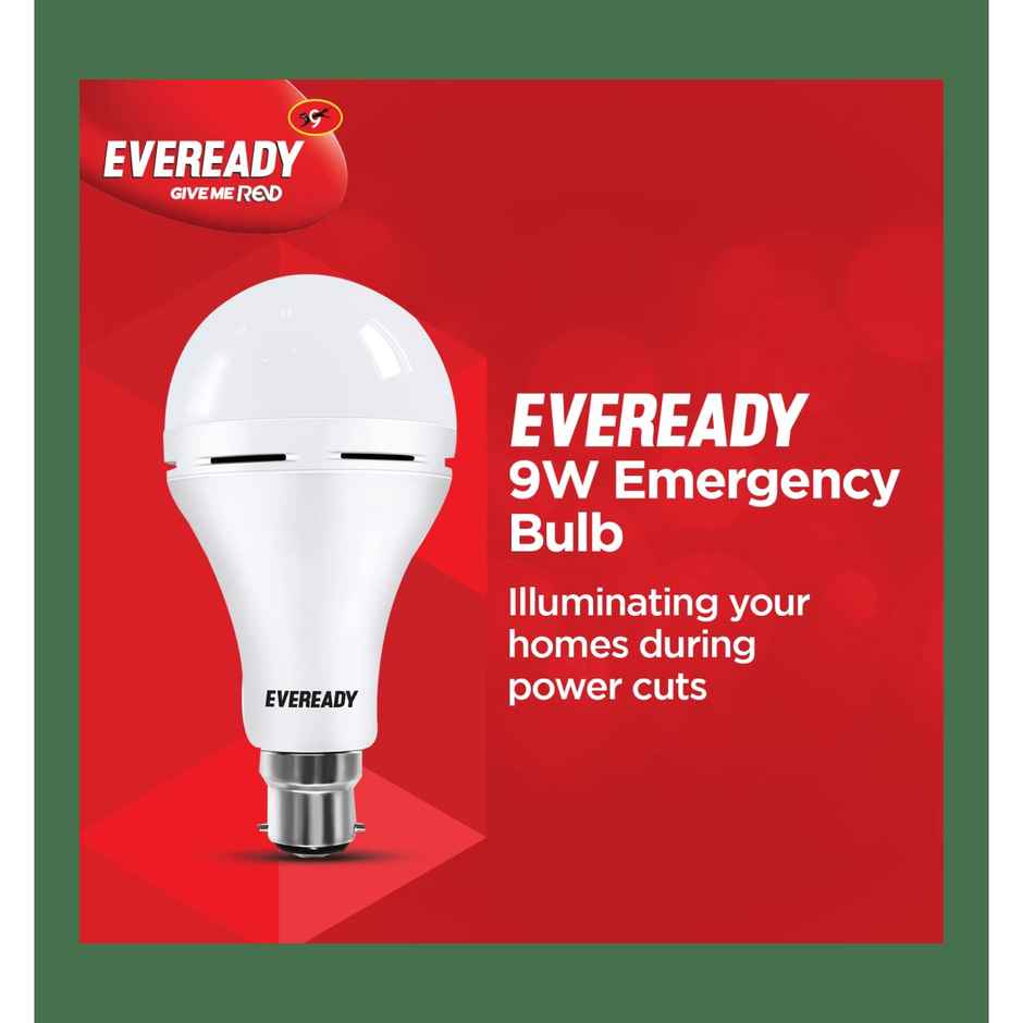 Eveready Emergency 9W Bulb | Cool Day Light | 6500K | B22 Base Holder