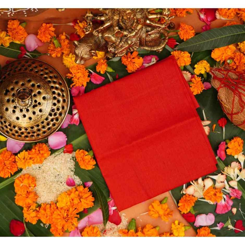 Red Puja Vastra | Blouse Piece | Pooja Cloth | 1.25 m | ServDharm