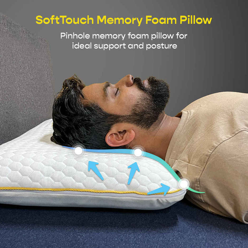 Sleepycat Bamboo Fabric Orthopaedic Memory Foam Pillow White (Standard Size, 25 x 16 Inches)