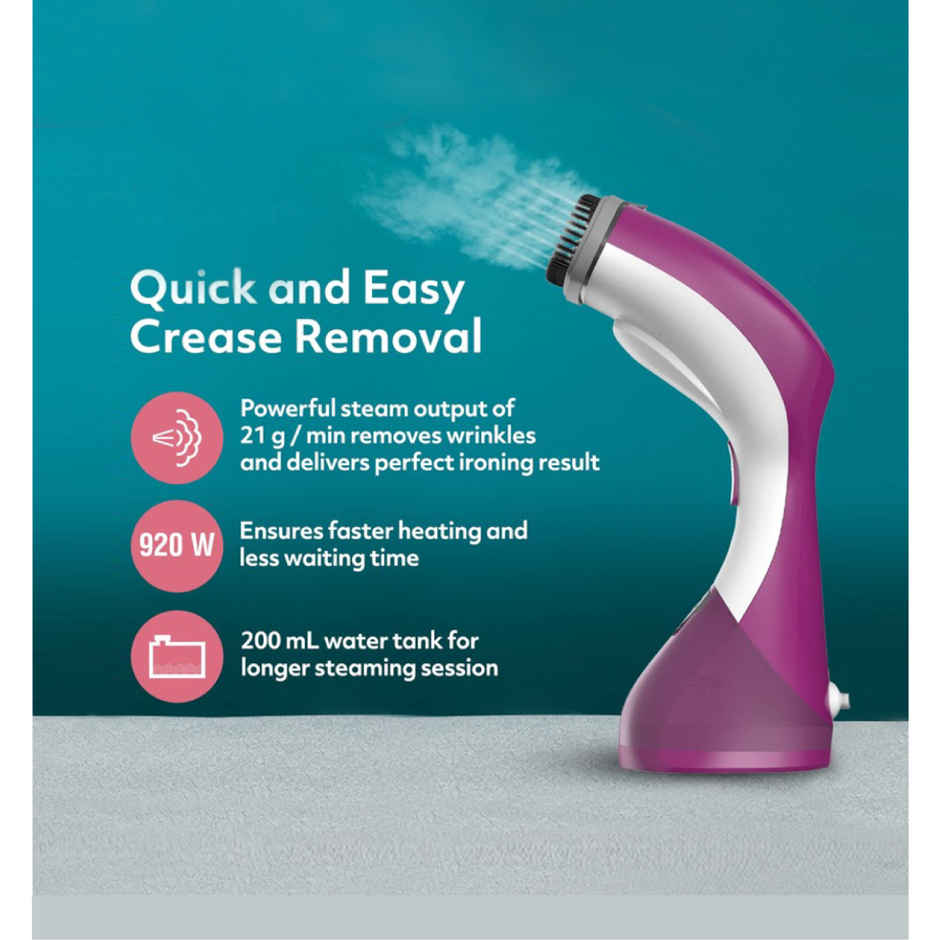 Usha Garment Steamer Techne 1000 (920W, Continious Steam Output Up To 21G/Min, 200Ml Tank, Purple)