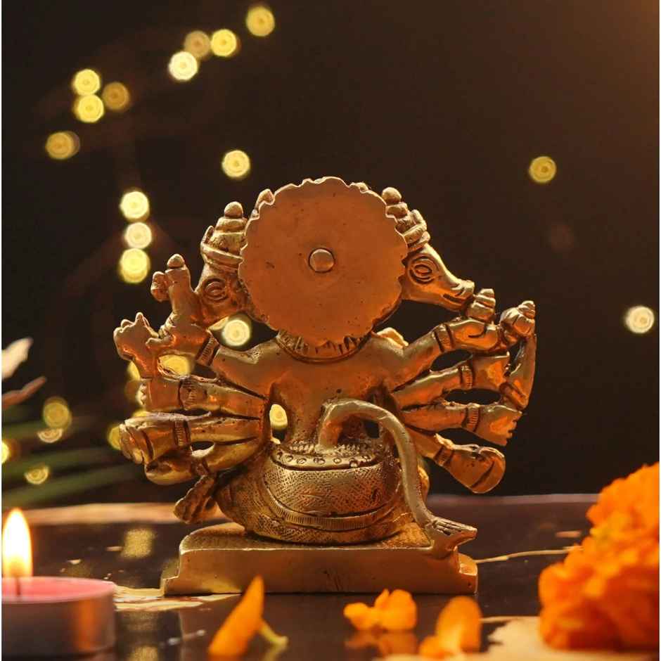 Panchmukhi Pure Brass Hanuman Murti For Daily Worship | 4 Inch | ServDharm