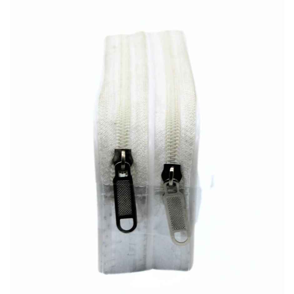 Double Zipper Transparent Stationery/Travel Pouch, Assorted Color, Large Size