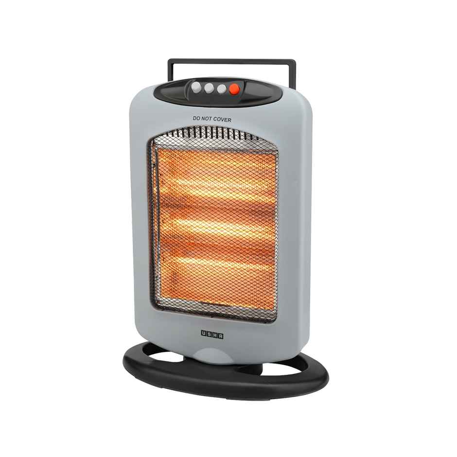 Usha Halogen Room Heater (1200W, 3 Halogen Rods, Oscillation, Carry Handle, Hh4003, White)
