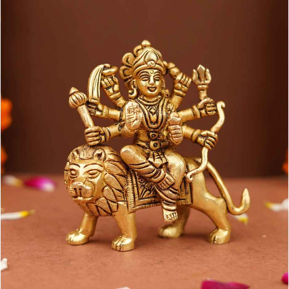 Sherawali Mata Brass Statue | 4 Inch | ServDharm