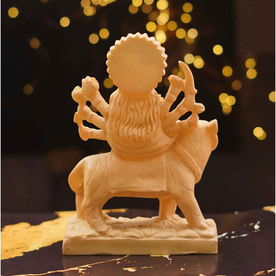 Durga Mata Idol Resin Beige Colour | 7.5 Inch | Gold | Servdharm