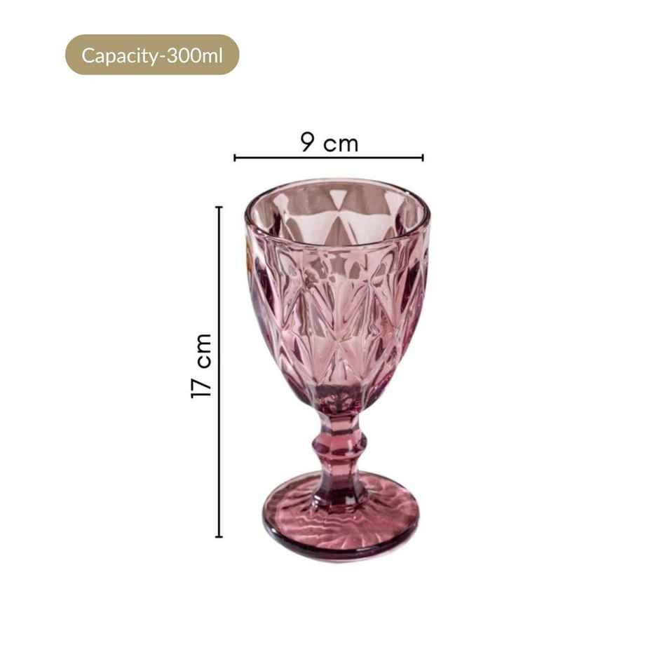Rose Crystal Red Wine Glass Mauve Set | 300 ml | Nestasia