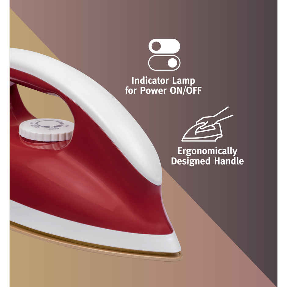 Usha Dry Iron Goliath (1200W, 1.80Kg Heavy Weight , 5 Fabric Settings, Red)