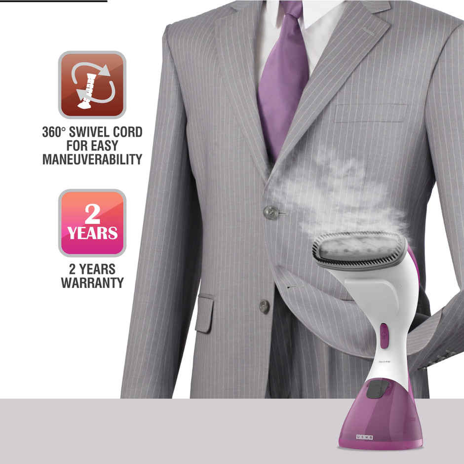 Usha Garment Steamer Techne 1000 (920W, Continious Steam Output Up To 21G/Min, 200Ml Tank, Purple)