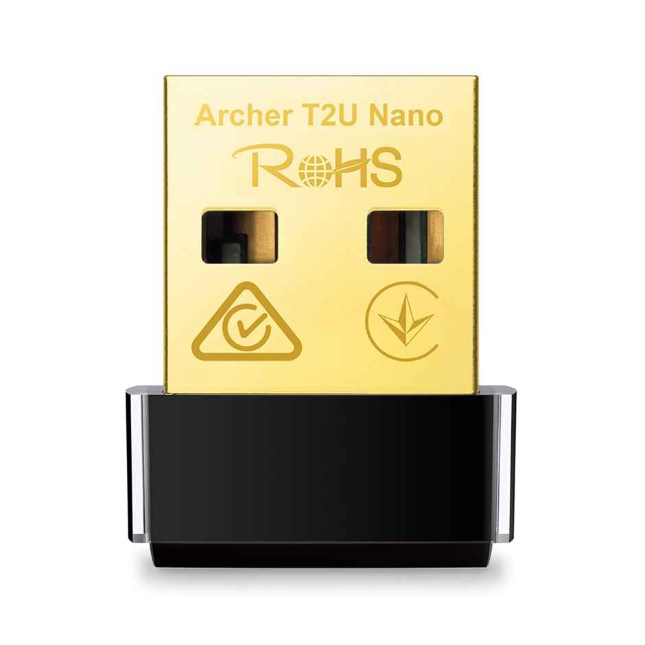 Tp-Link Archer T2U Nano Ac600 2.4Ghz And 5Ghz Dual Band Nano Wireless USB Adapter - Black