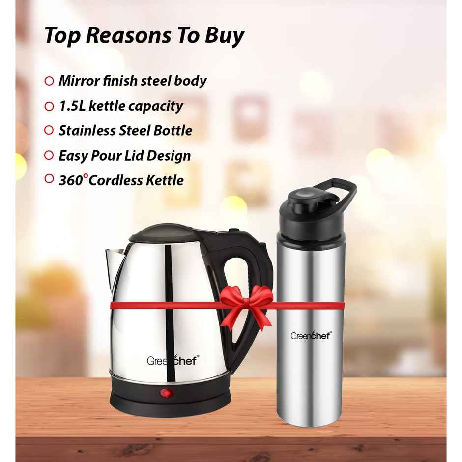 Greenchef Kettle Combo | Kettle 1.5ltrs Swift +SS Water 900 ml