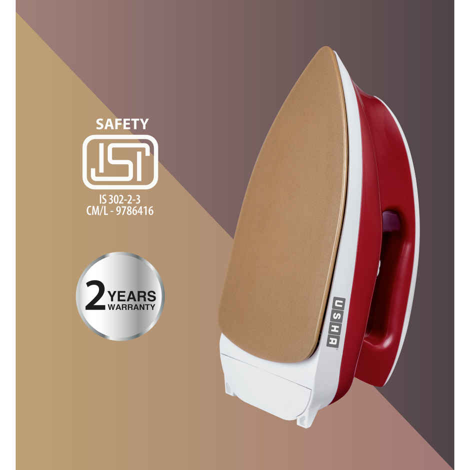 Usha Dry Iron Goliath (1200W, 1.80Kg Heavy Weight , 5 Fabric Settings, Red)
