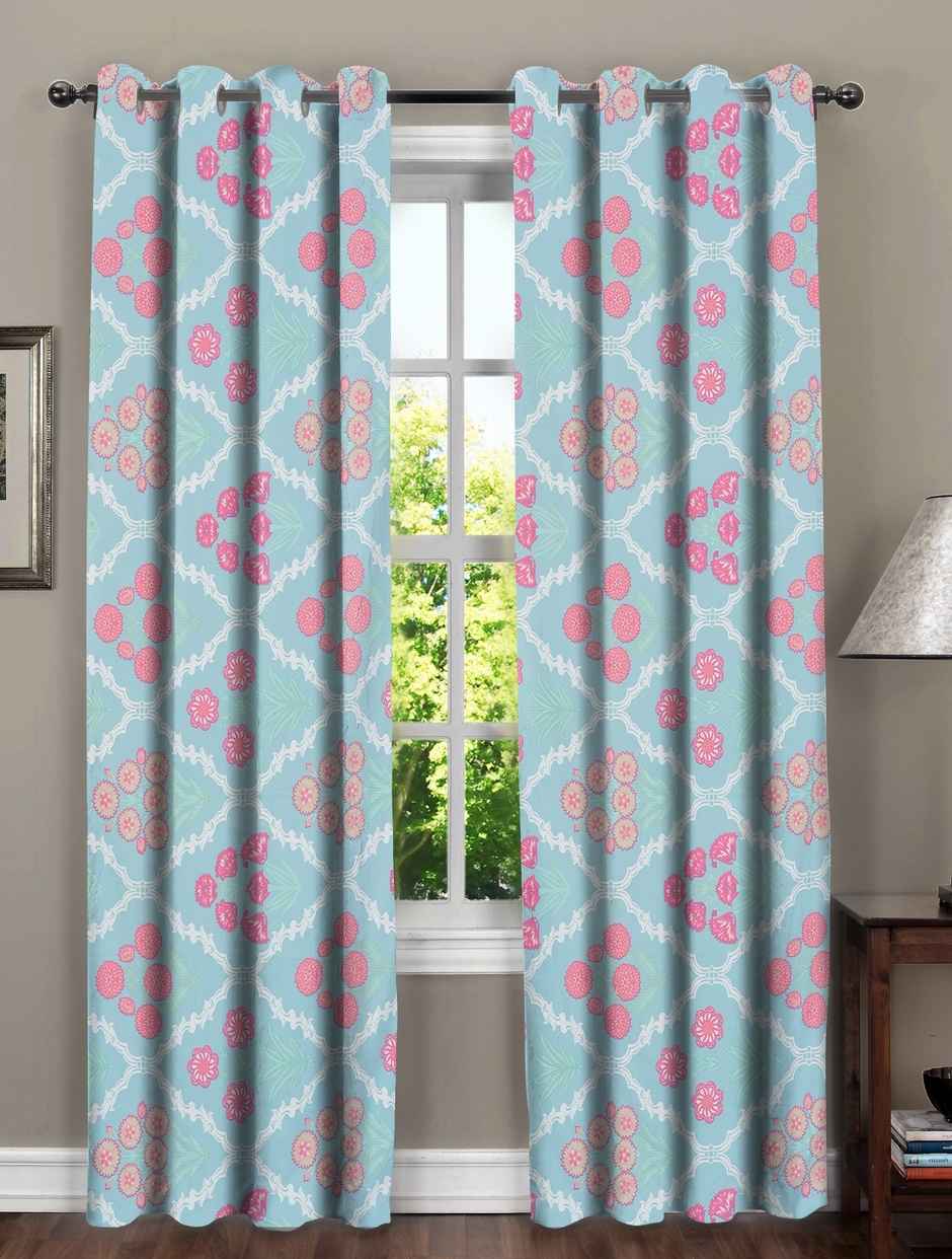 BAY6 Polyester Long Door Curtains - Set of 2 - (8x4 ft) - Green