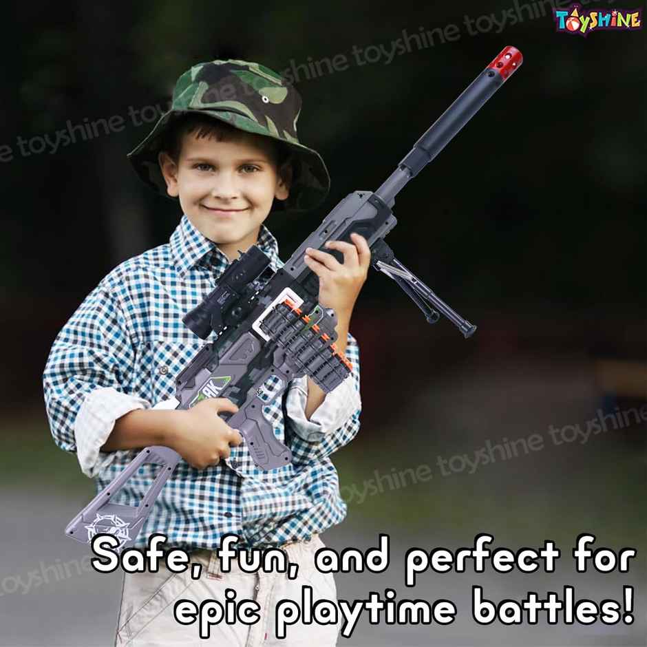 Toyshine Dual Mode 110Cm Soft Foam Bullet Blaster Rechargeable Automatic Gun Toy , 24 Soft Bullets
