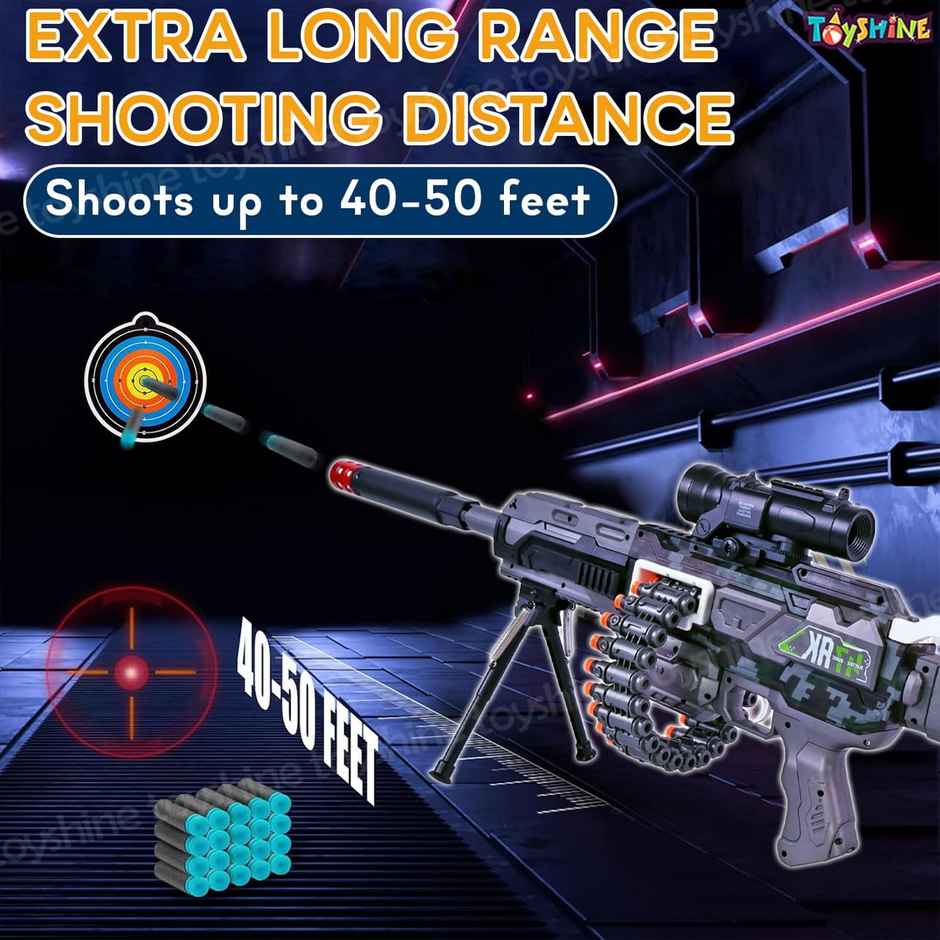 Toyshine Dual Mode 110Cm Soft Foam Bullet Blaster Rechargeable Automatic Gun Toy , 24 Soft Bullets