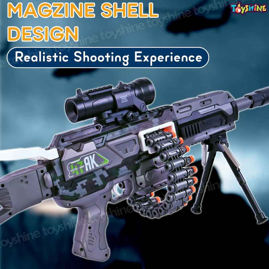 Toyshine Dual Mode 110Cm Soft Foam Bullet Blaster Rechargeable Automatic Gun Toy , 24 Soft Bullets