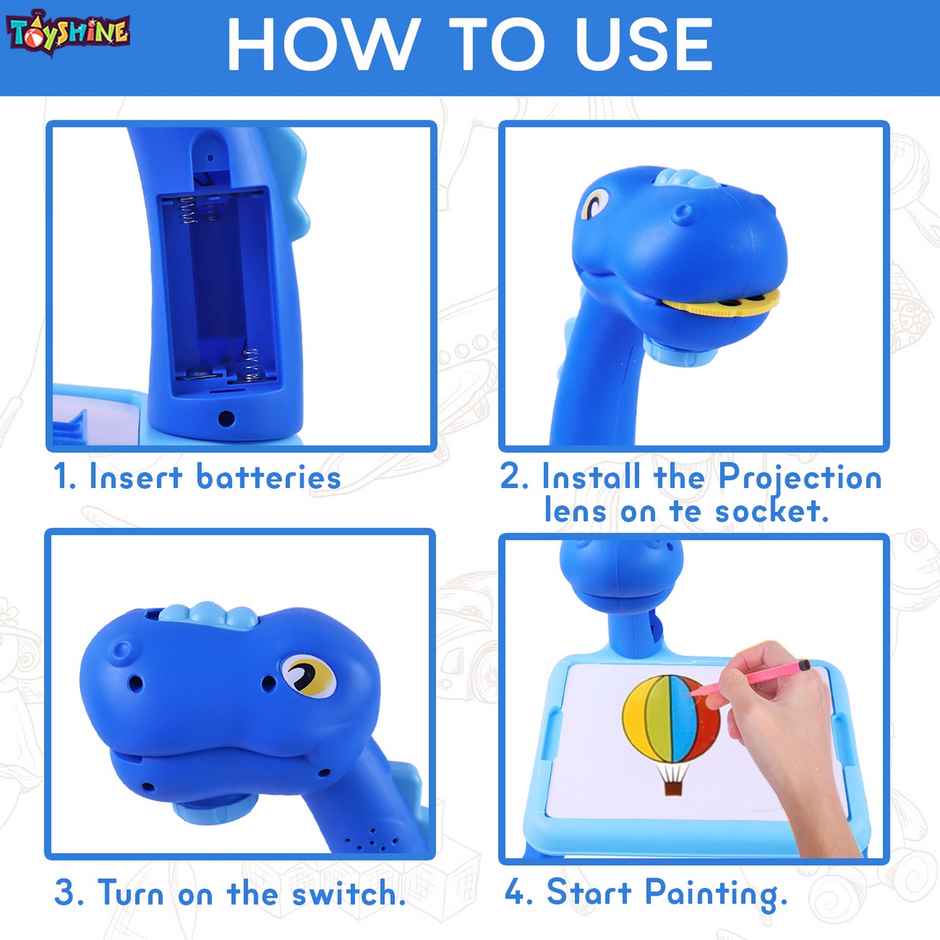 Toyshine Dino Theme Smart Projection Drawing Board With Music Include Art Supplies