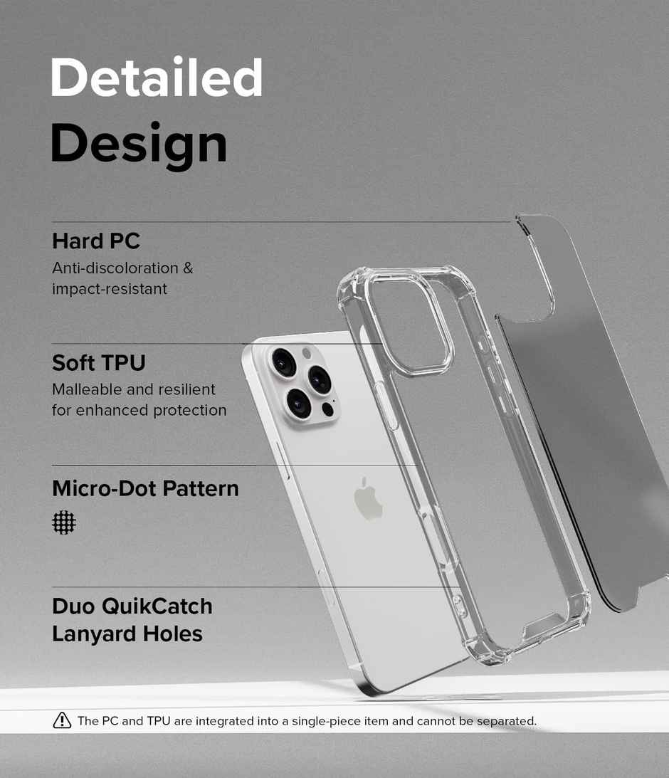 ExpressB For iPhone 16 Pro Max Case Cover Anti-Scratch Shockproof Bumper Pc+Tpu - Clear