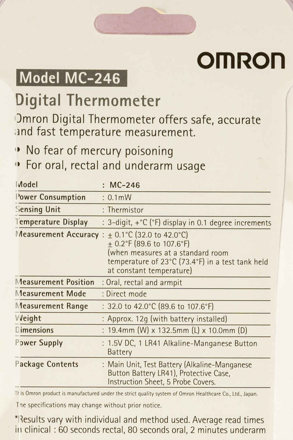 Omron MC-246 Digital Thermometer