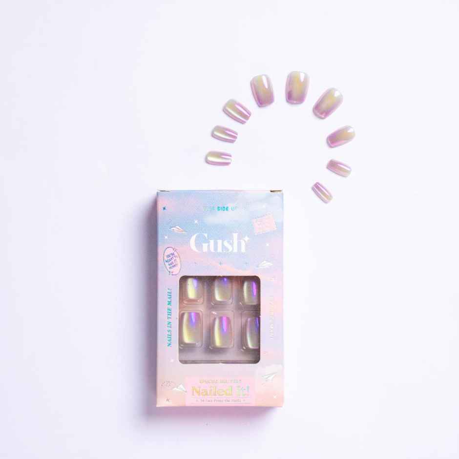 Gush Beauty Nailed It | Reusable Luxury Press On Nails With Application Kit - Pearl Crystals