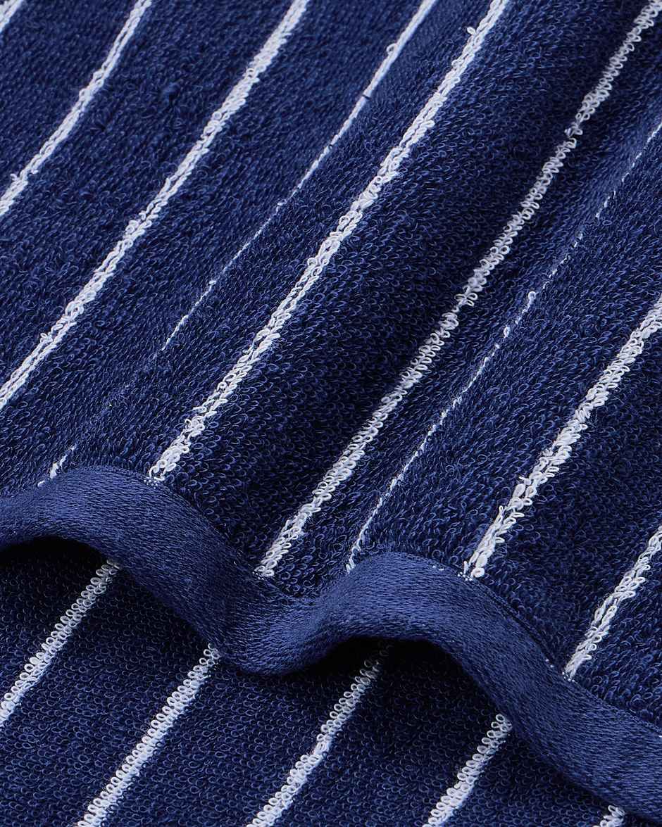 Himeya Pin Stripe 350 GSM Cotton Bath Towel | Twilight Blue