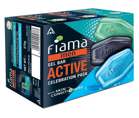 Fiama Men Gel Bar Active Celebration Pack with 3 Unique Gel Bars, for Moisturised Skin