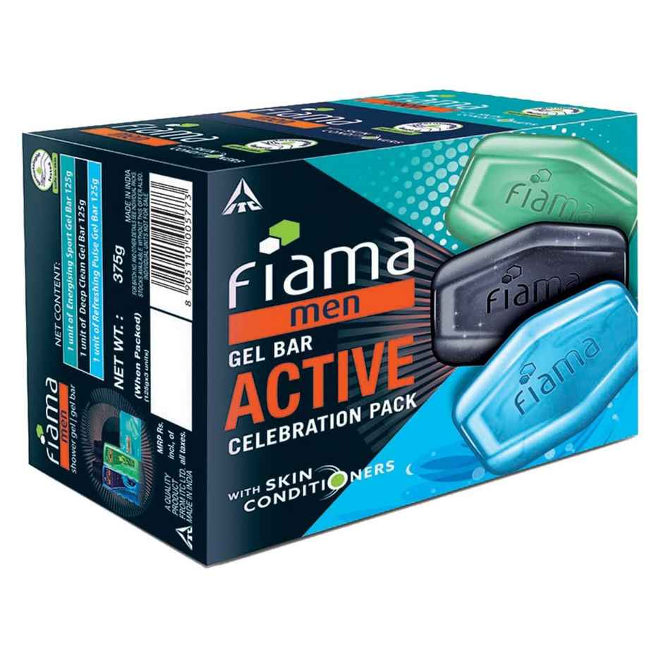Fiama Men Gel Bar Active Celebration Pack with 3 Unique Gel Bars, for Moisturised Skin