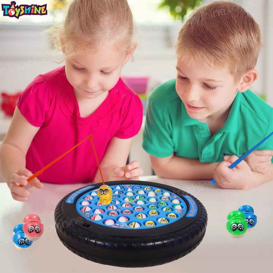 Toyshine Rotating Fish Catching Game Big With 45 Fishes And 4 Sticks And 4 Hooks - Assorted