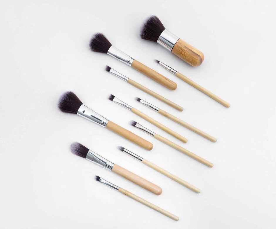 Bronson Professional Super Soft Bristles Hd Finish Bamboo Makeup Brush Set With Pouch