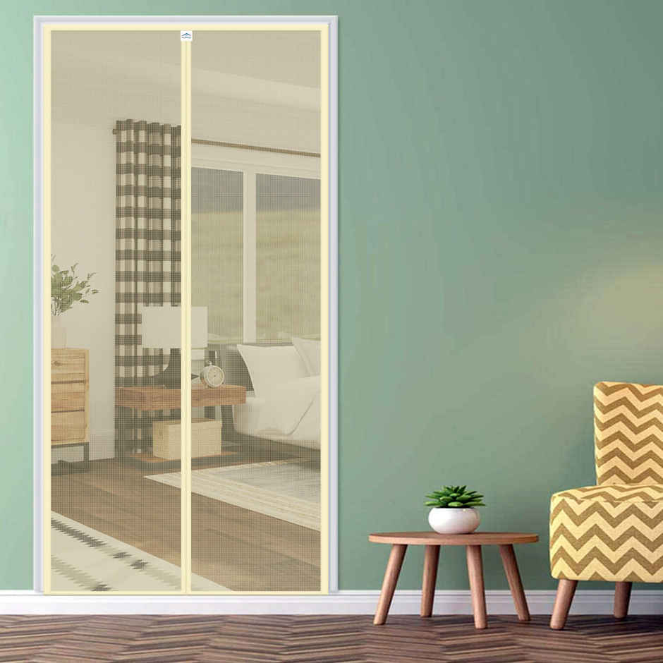 Lifekrafts Polyester Magnetic Mosquito Net For Door | Beige - 210 x 100 cm