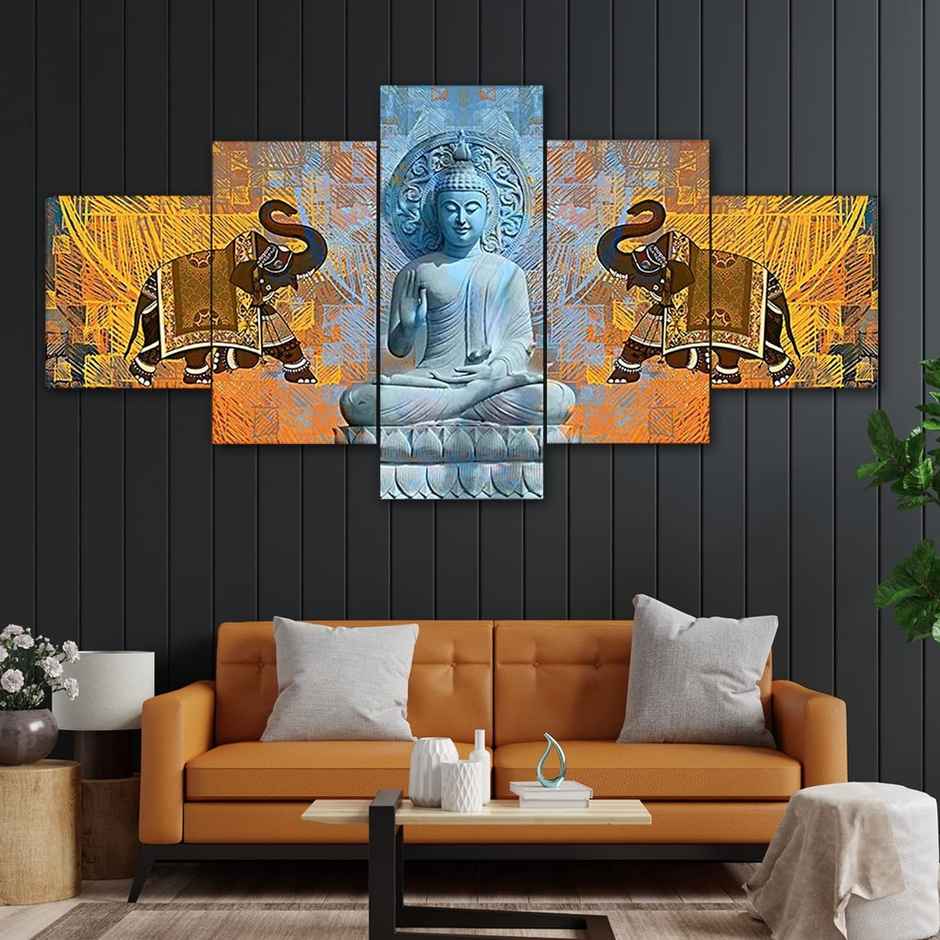 Perpetual Buddha Wall Painting for Living Room | 3D Scenery | 75 x 43 cm | with Frames