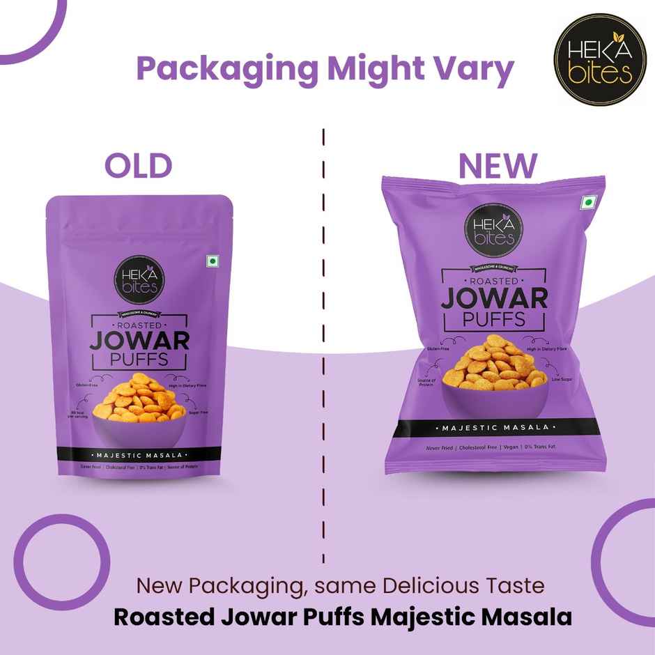 Heka Bites Roasted Jowar Puffs Majestic Masala | Low Calorie & Healthy Snacks