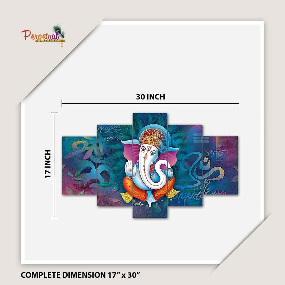 Perpetual Ganesha Paintings for Wall Decoration - Set of 5 - 3D - 75 x 43 cm