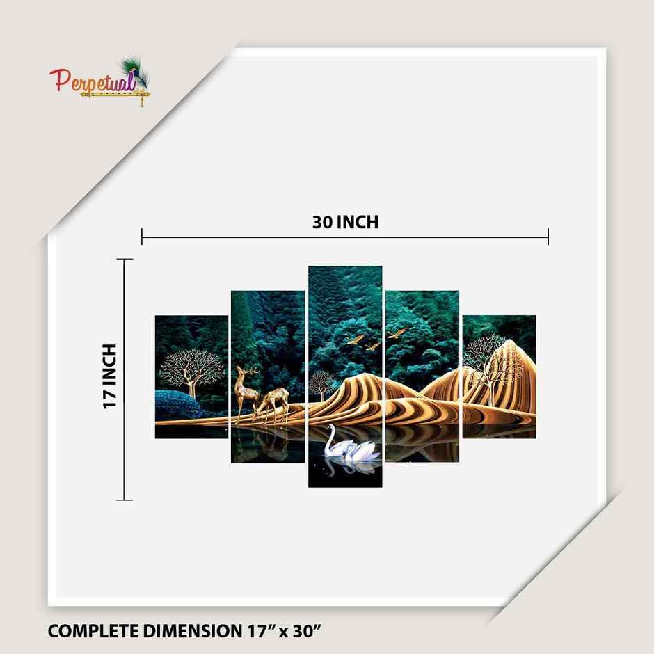 Perpetual Deer Paintings for Wall Decoration Set | 3D Scenery | 75 x 43 cm