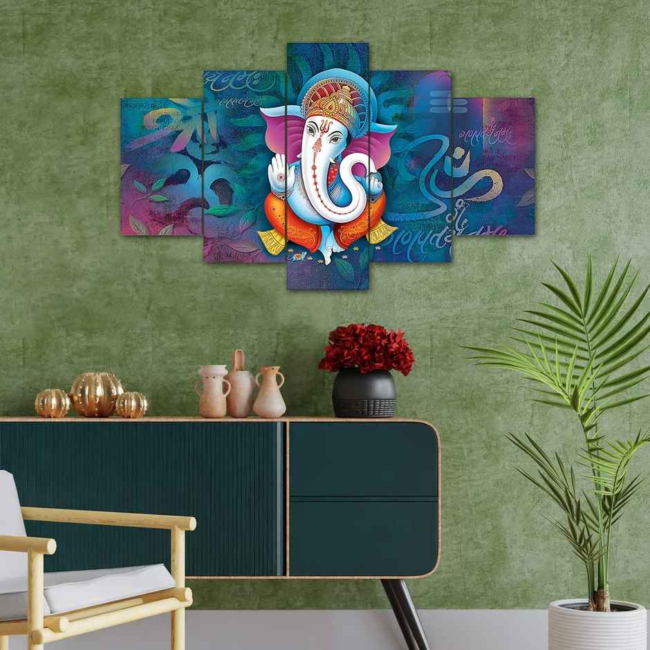 Perpetual Ganesha Paintings for Wall Decoration - Set of 5 - 3D - 75 x 43 cm